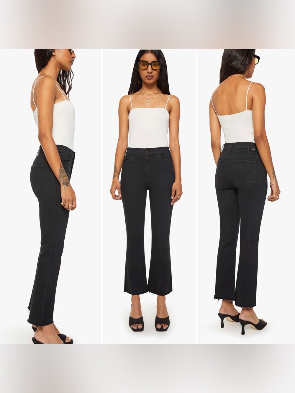 MOTHER Denim Petites The Lil Hustler Ankle Fray Black 26 Waist
